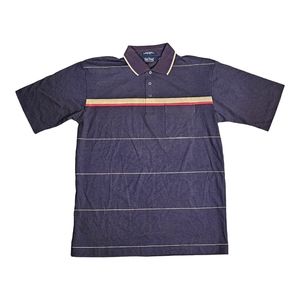 Vintage Par Four Polo Shirt Adult Size M Blue Red Striped Golf Short Sleeve Mens